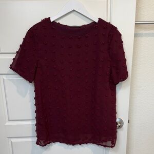 Burgundy Dot Textured Women's Top